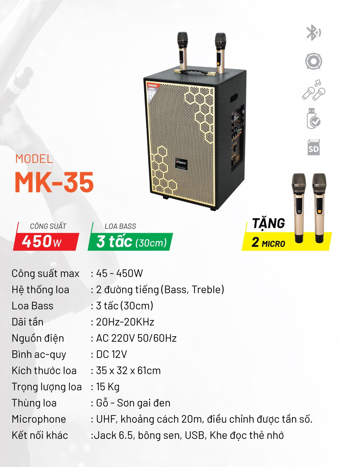 Loa kéo karaoke Imusic MK-35